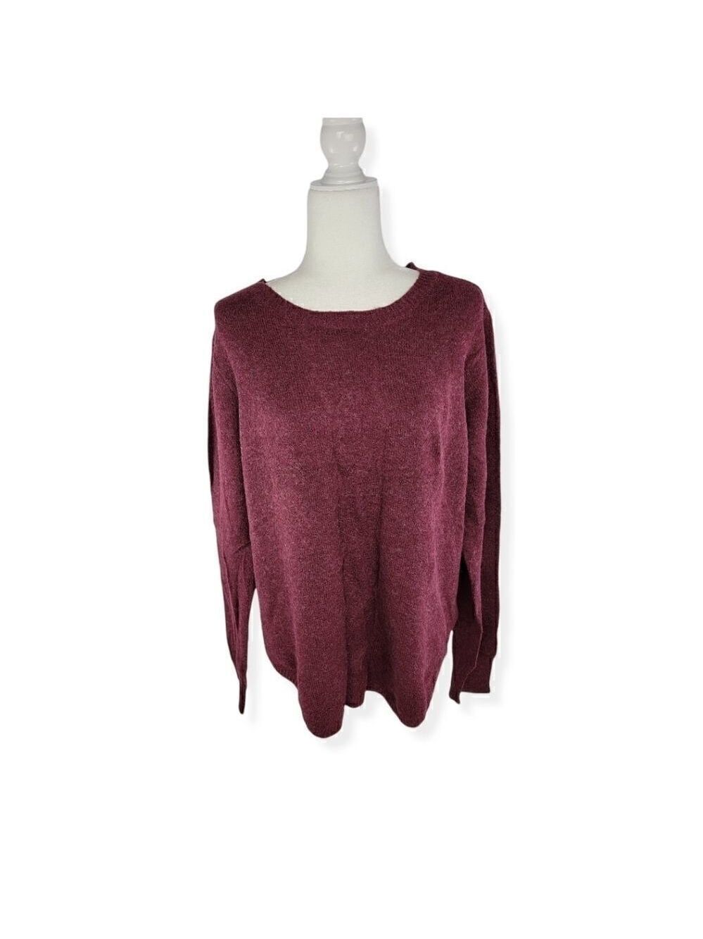 Laura Scott Burgundy Crew Neck sweater XL NWT